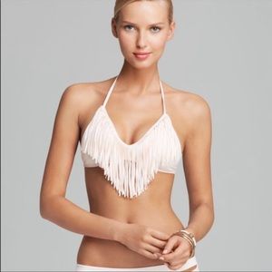 L*Space Swim Cream Fringe Bikini Top